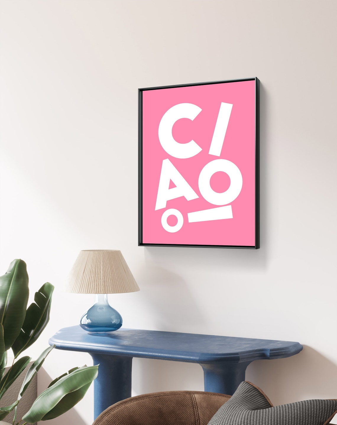 Ciao Bright White Letters On Pink Minimalist Typography Poster - Image 2