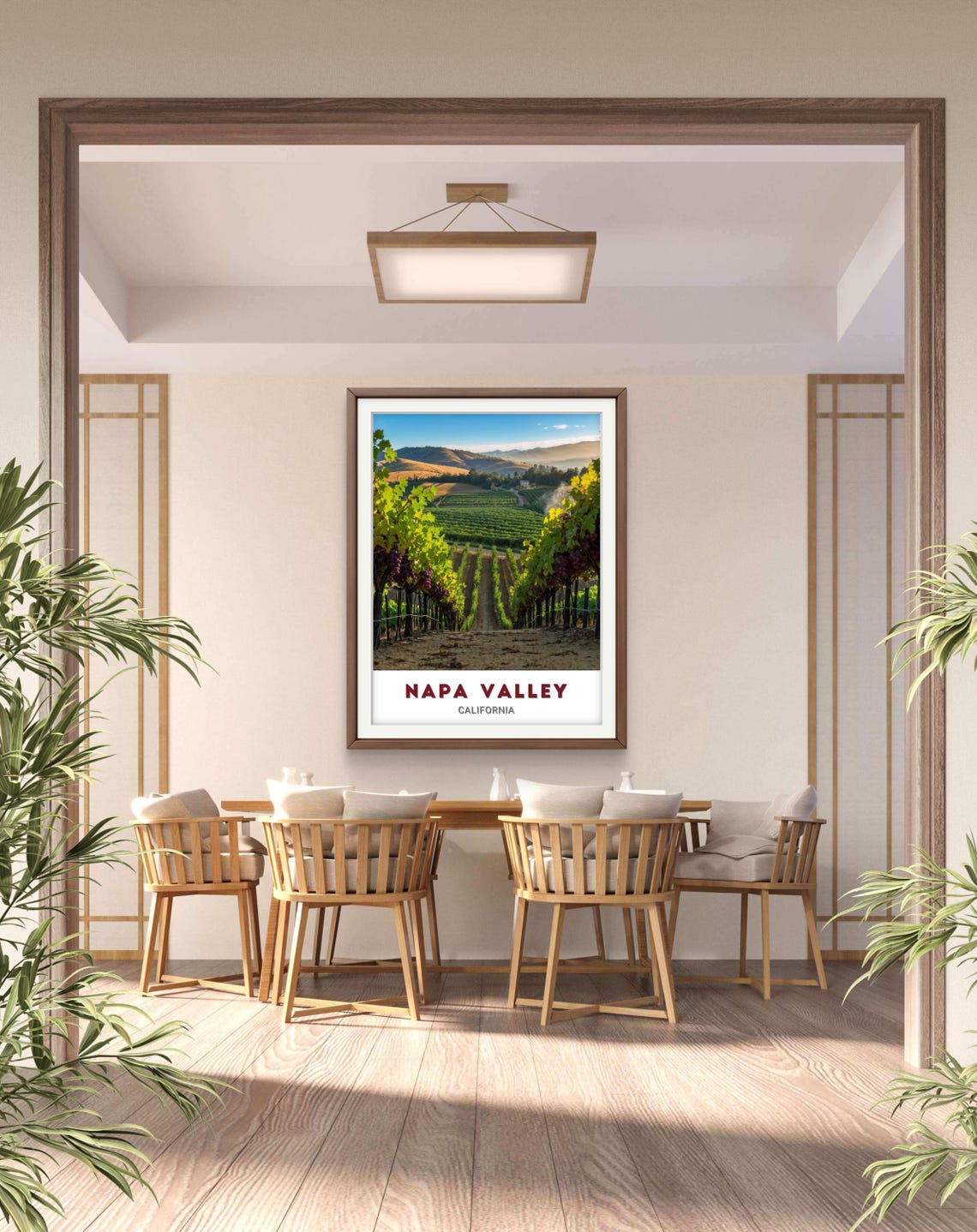Napa Valley California Poster Lush Vineyard Rows with Ripe Red Grapes - Image 2