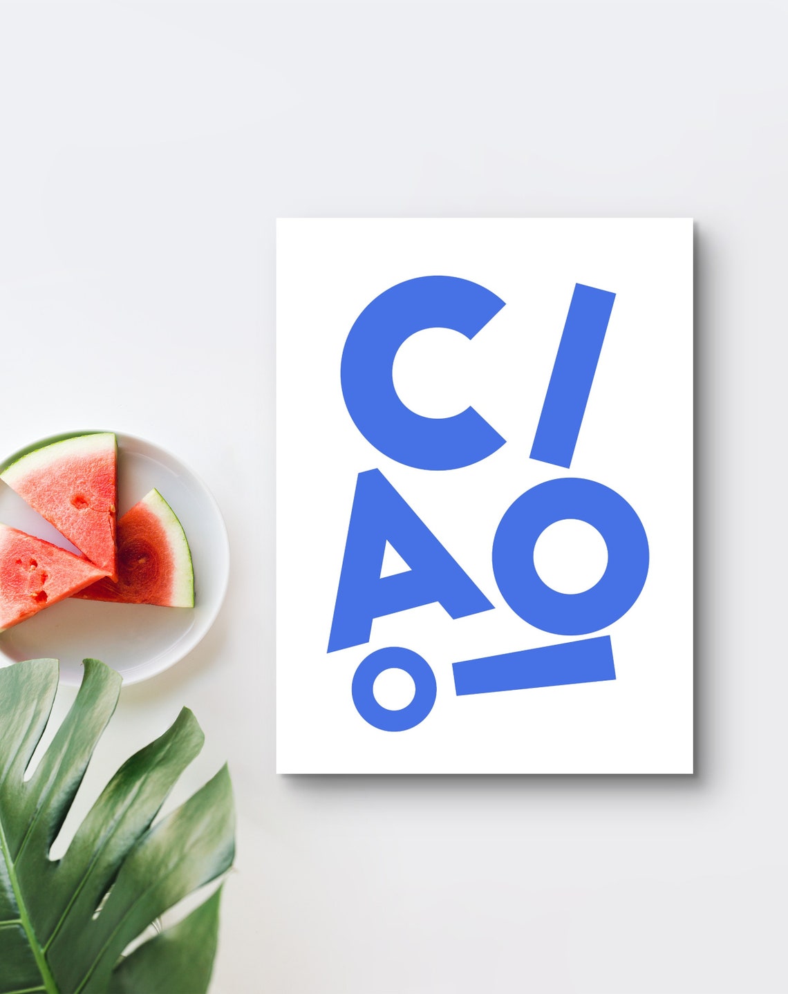 Ciao Striking Blue Lettering On White Modern Typography Poster - Image 2