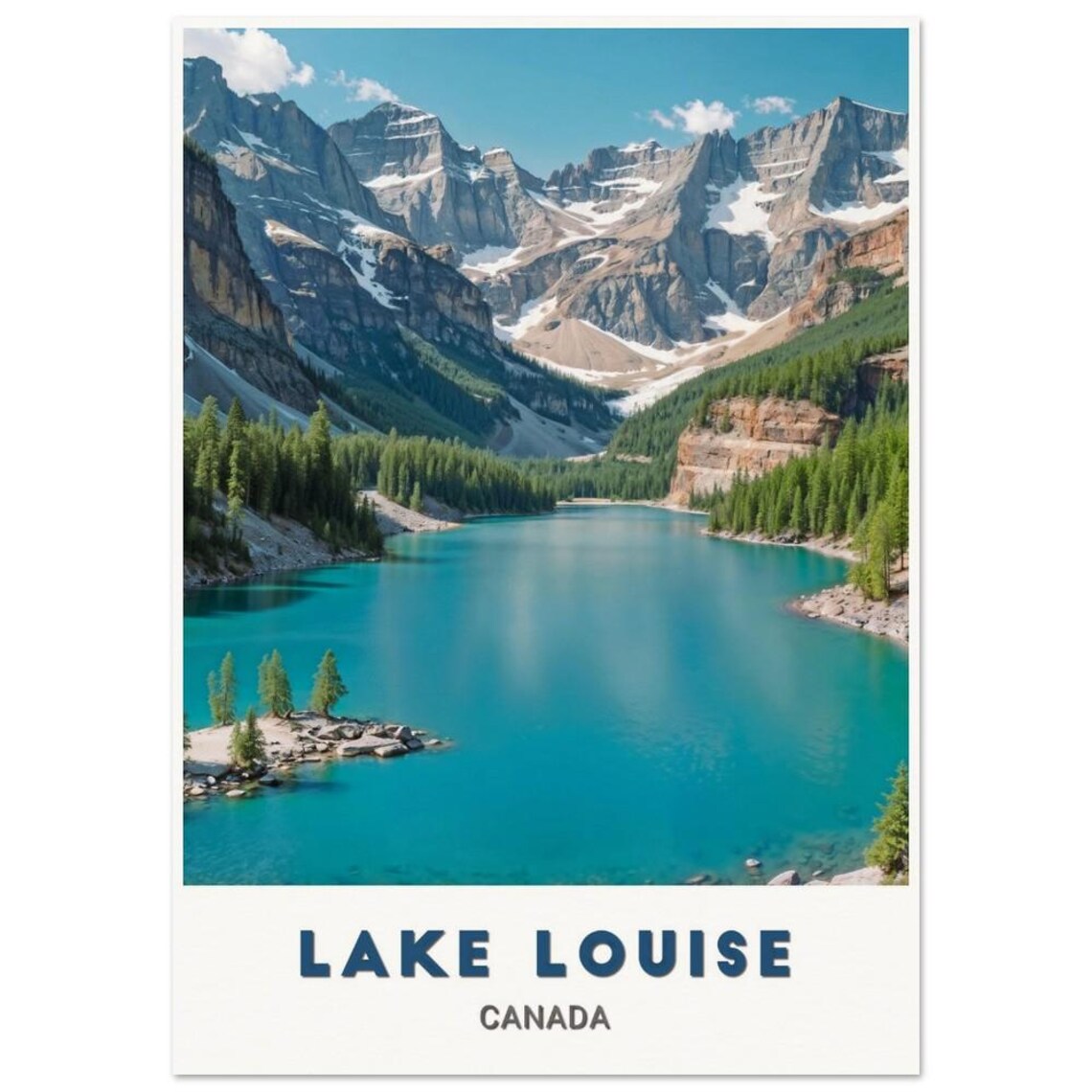 Lake Louise Turquoise Lake And Rocky Peaks Canada Travel Poster