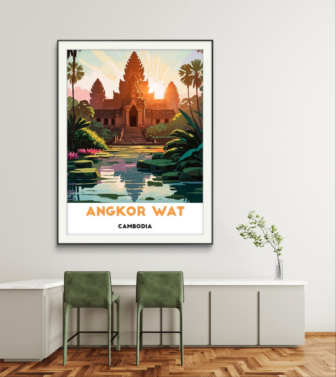 Angkor Wat Cambodia Sunrise Temple Iconic Vintage Travel Poster - Image 2