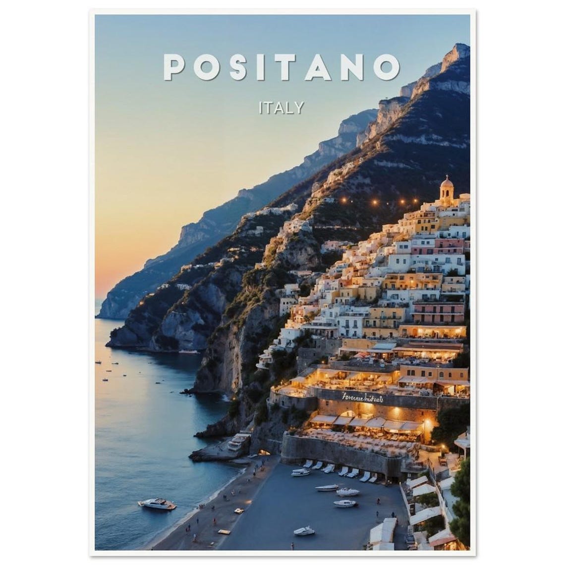 Positano Italy Sunset Cliffside Village Amalfi Coast Glow Poster - Image 3
