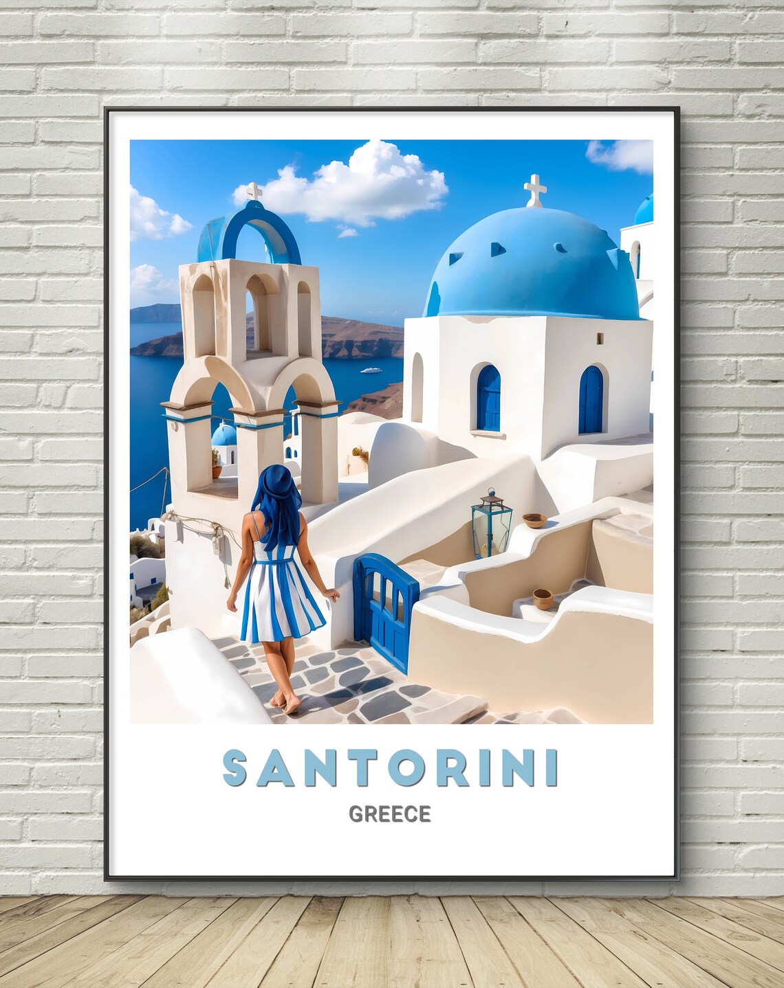 Santorini Poster Stunning View Of Blue Domes And Aegean Sea Perfect Wall Art For Travel Lovers Premium Quality Print Of Santorini Greece