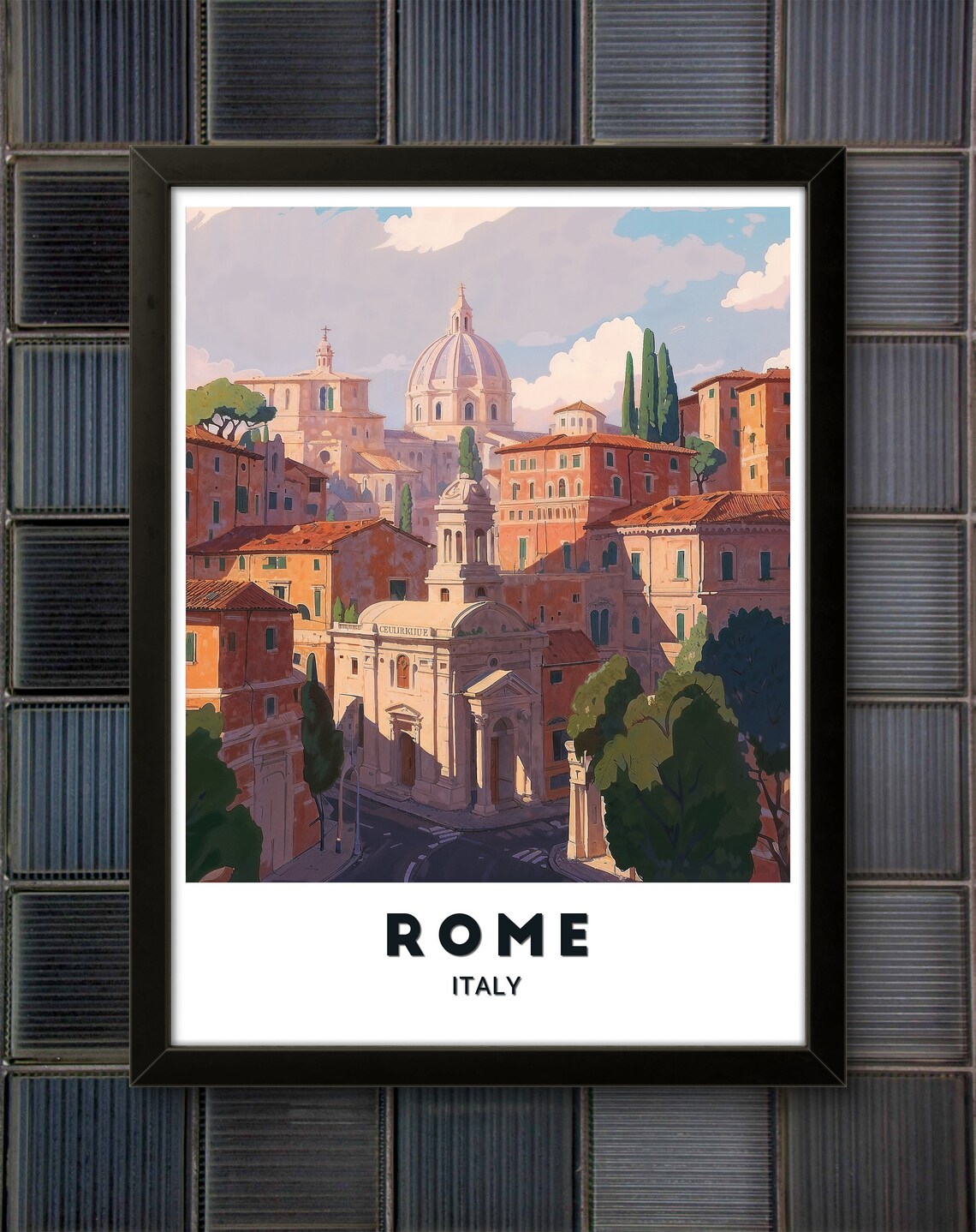 Rome Italy Iconic City Rooftops Domes Golden Hour Travel Poster - Image 3