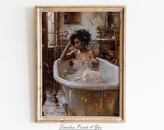 African Bathroom Wall Art, Victorian Vintage Print