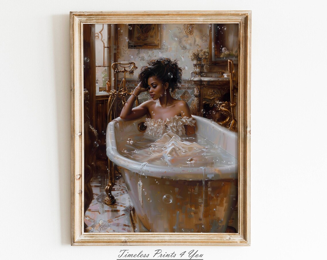 African Bathroom Wall Art, Victorian Vintage Print