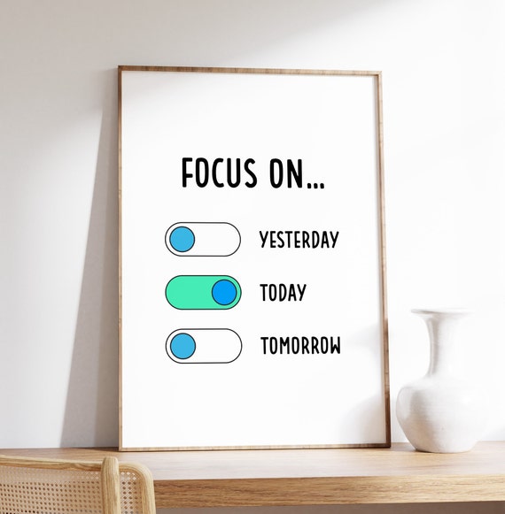 Focus On Today Poster The Present Mindfulness Print Gratitude And Awareness Carpe Diem Wall Art