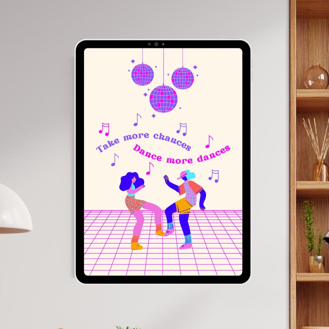 Take More Chances Dance More Dances Retro Disco Party Wall Poster