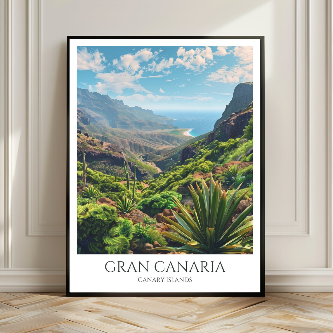 Gran Canaria Green Volcanic Valley Coast Canary Islands Travel Poster