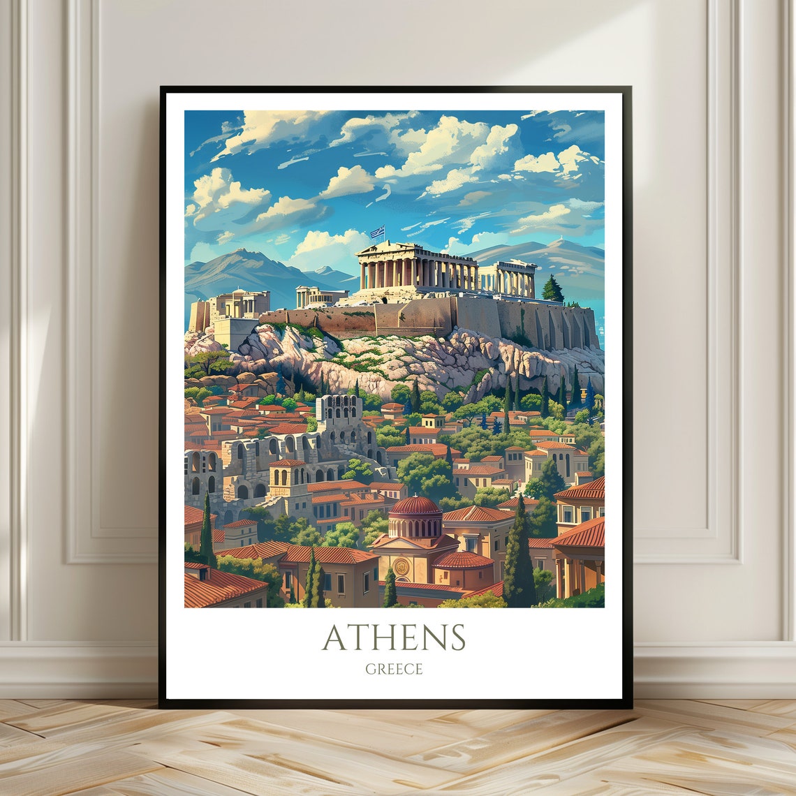 Athens Acropolis Parthenon Ancient Hill Greece Travel Poster