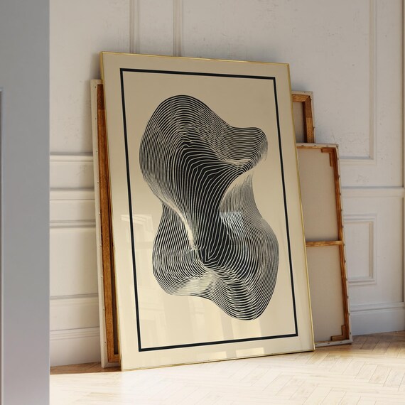 Mid Century Modern Abstract Wall Art Neutral Boho Decor Pdf Jpg