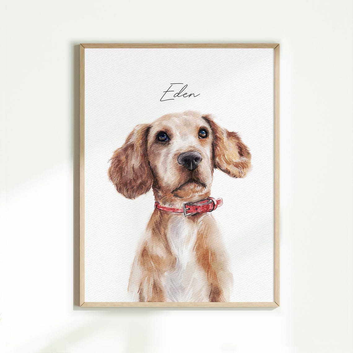 Cocker Spaniel Puppy Eden with Red Collar Custom Portrait Poster