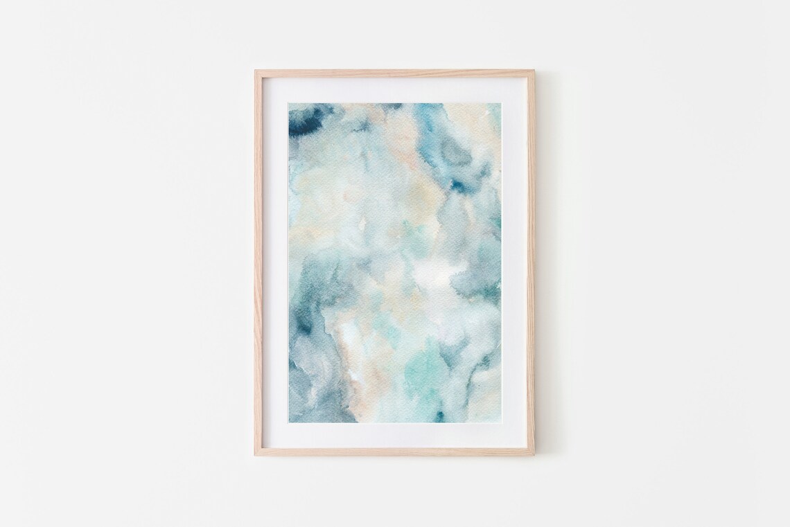 Pastel Abstract Watercolor Soft Cloud Wash Serene Minimalist Wall Art