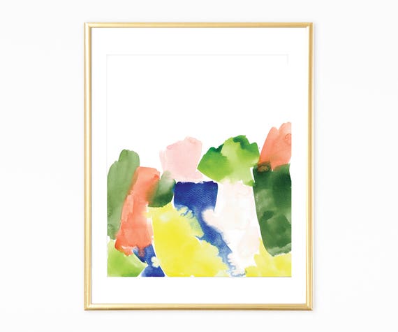 Abstract Art Print Colorful Wall Art Instant Art Yellow Art Print Watercolor Art Prints Simple Wall Art Neutral Watercolor Print