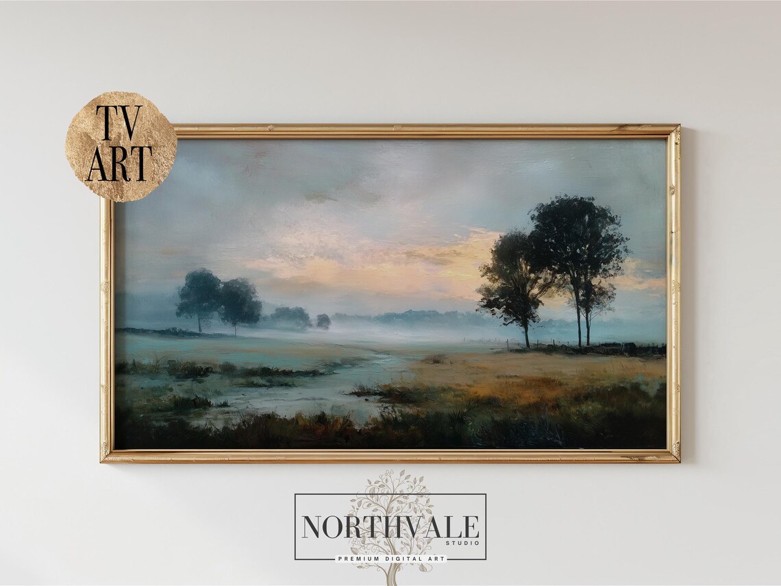 Moody Landscape Art Print, Tonalism Distant Field