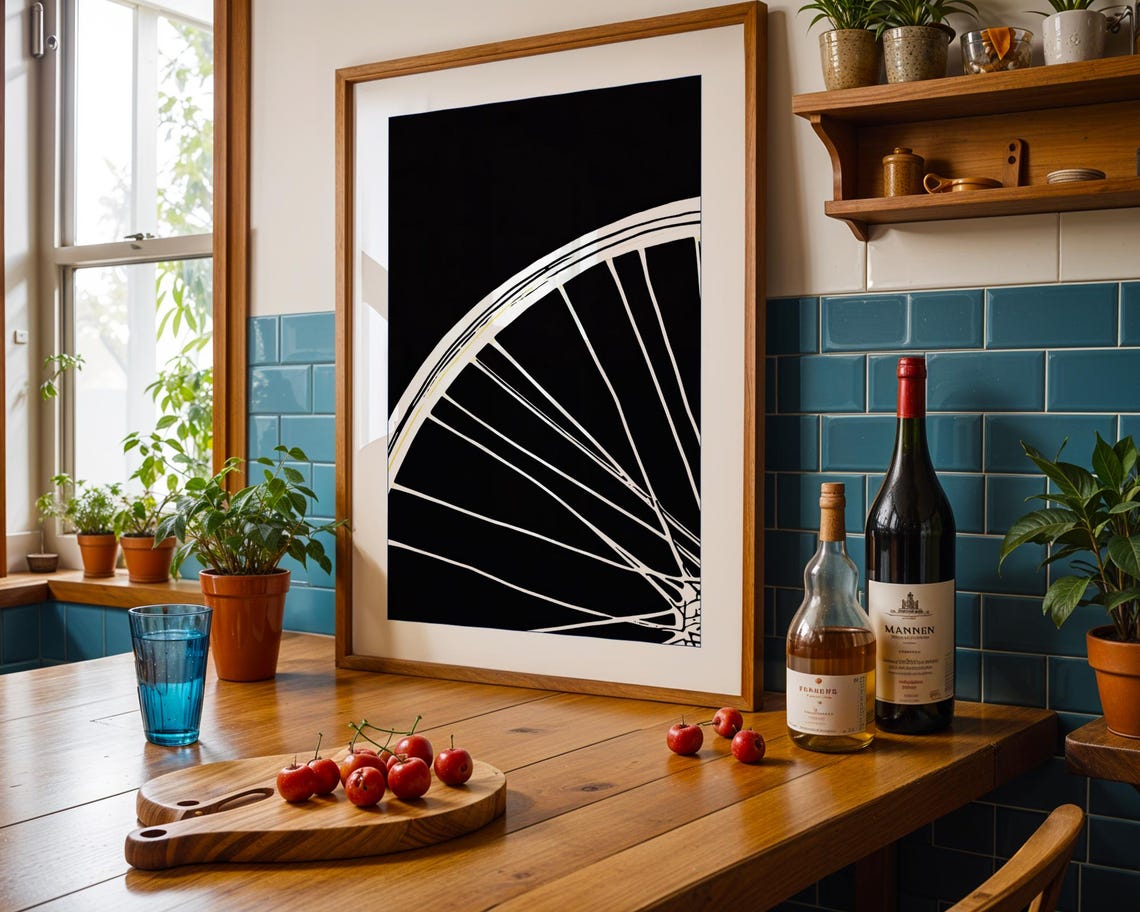 Minimalist Bicycle Wheel Line Art, Cycling Sketch - Image 6