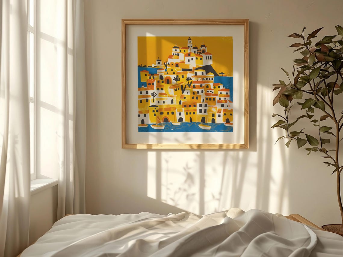 Mediterranean City Coastal Village Art Print - Image 2