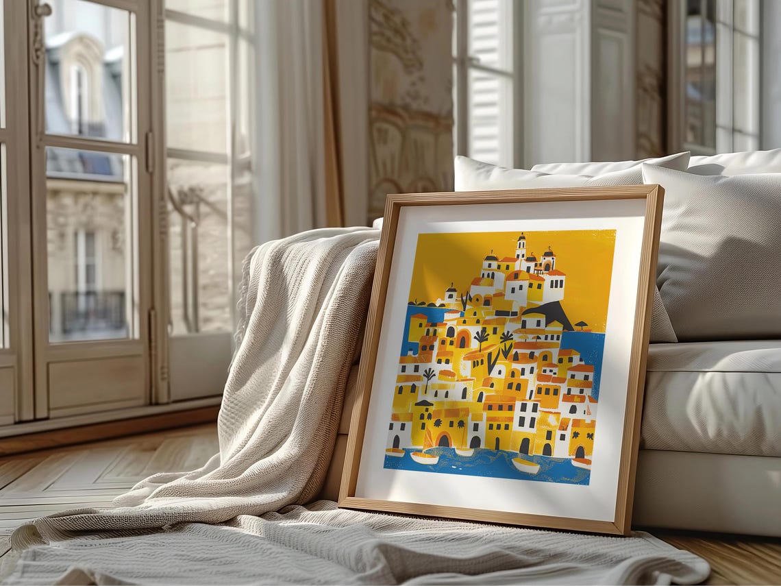 Mediterranean City Coastal Village Art Print - Image 4