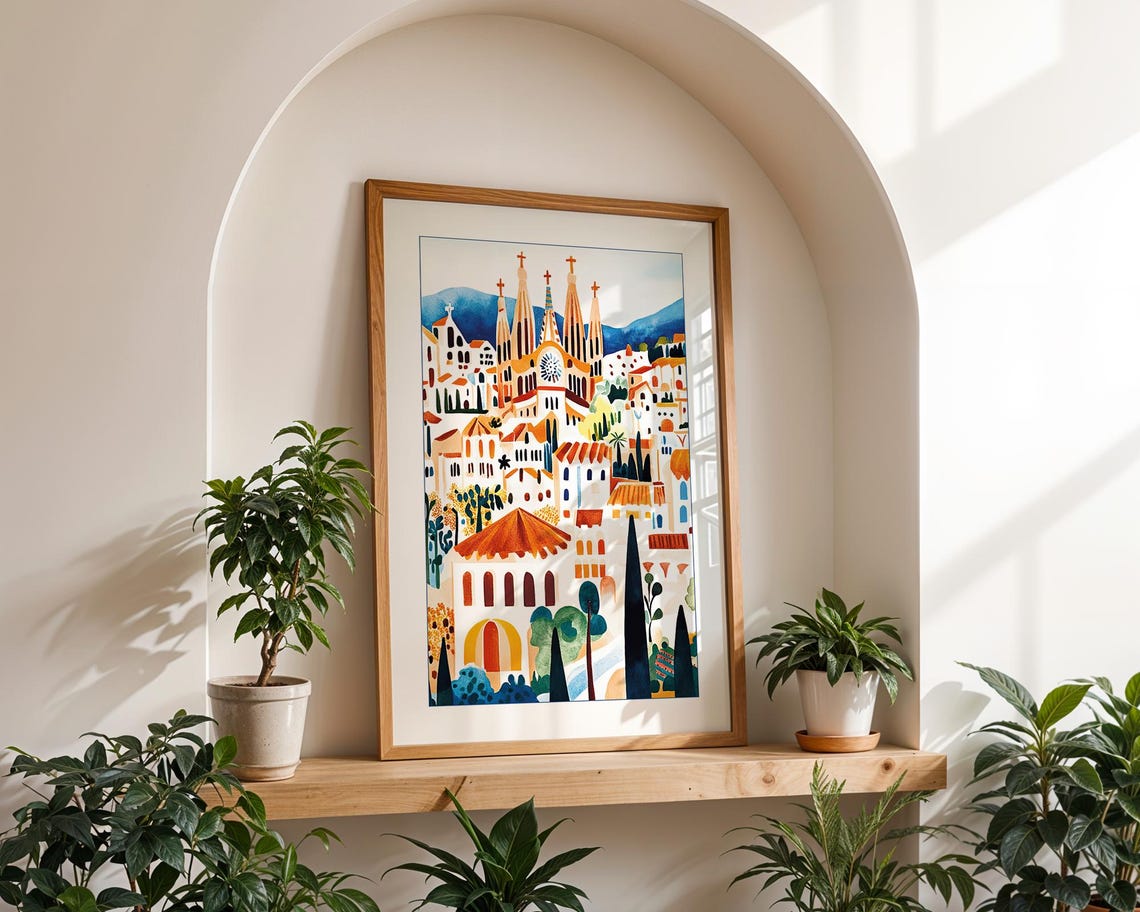 Sagrada Familia Illustration, Barcelona Travel Poster - Image 3