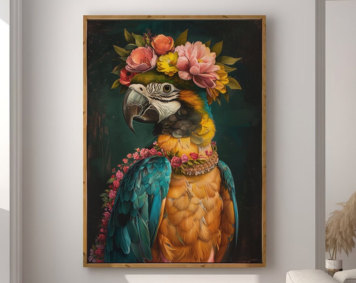 Parrot Maximalist Eclectic Animal Portrait Art Print