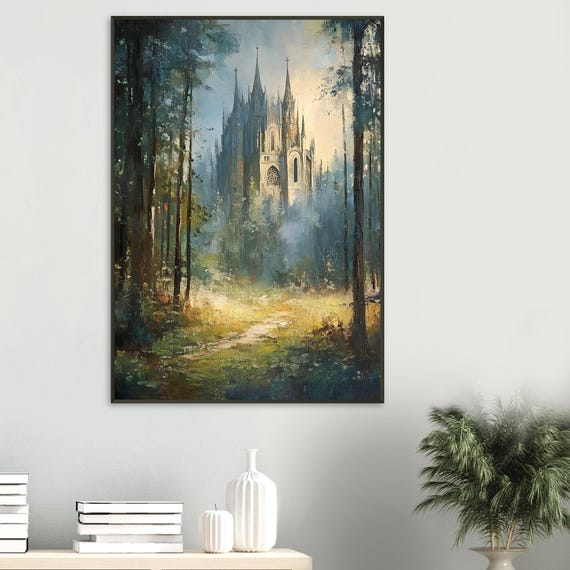 Enchanted Castle Framed Poster Dark Academia Gothic Architecture