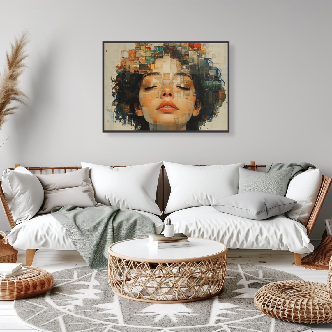 Fragmented Mosaic Woman Portrait Abstract Modern Contemporary Art Print - Image 2