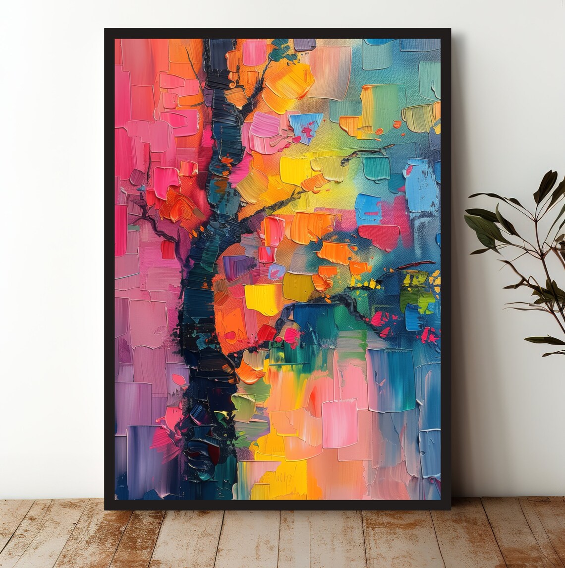 Abstract Vibrant Tree Art, Modern Nature Poster