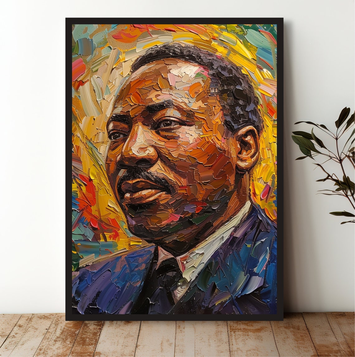 Martin Luther King Jr Inspirational Impasto Portrait Golden Poster