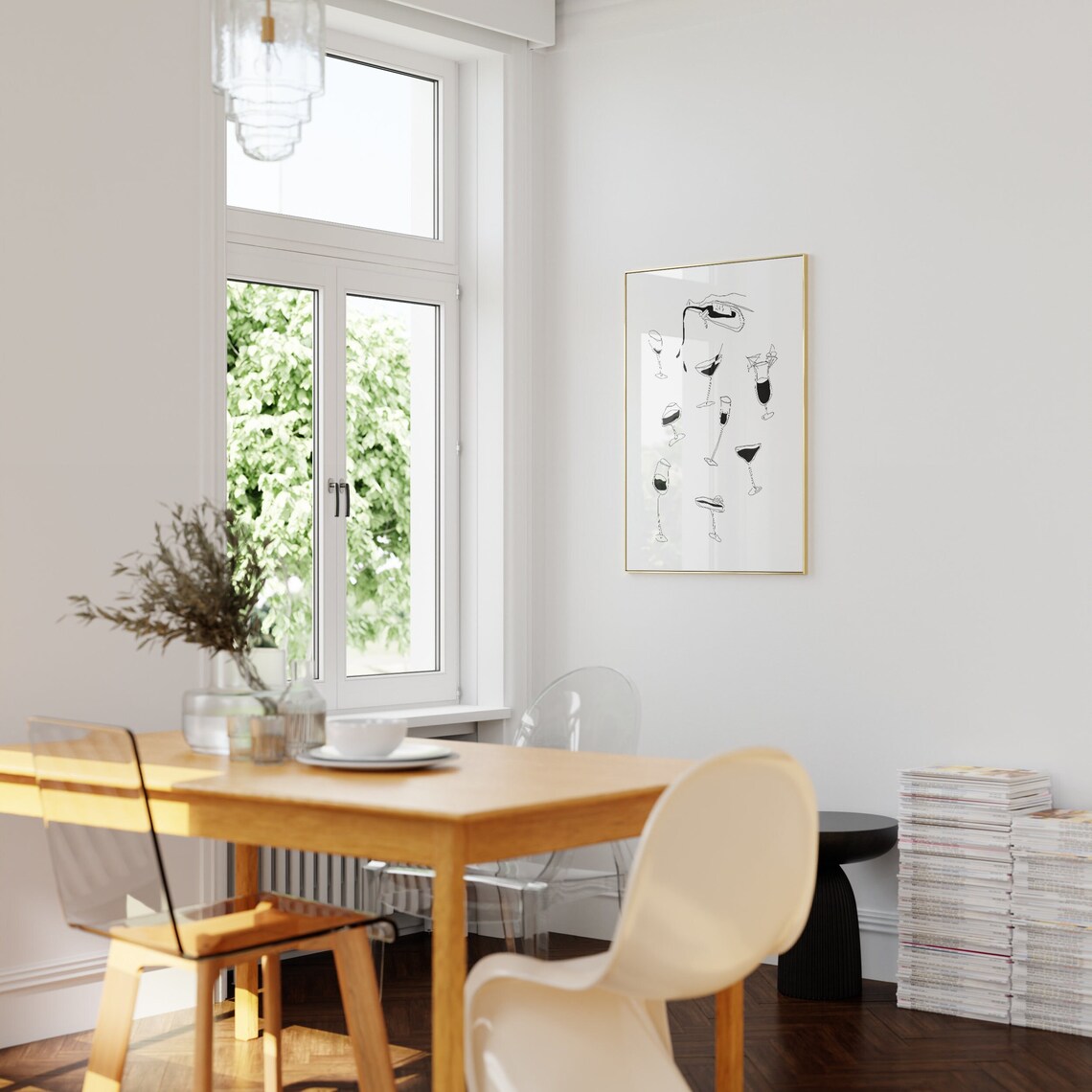 Wine Bar Line Art Poster, Kitchen and Dining Decor - Image 3