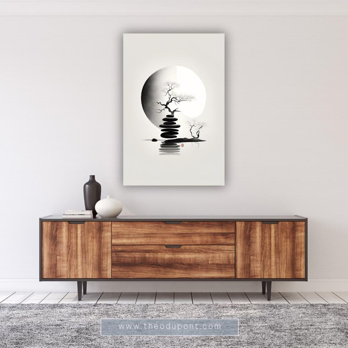 Japandi Zen Ink Wash Art Print, Minimalist Wall Decor - Image 2