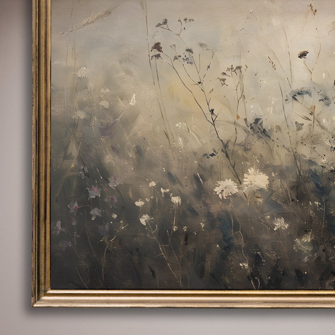 Soft Wildflowers Among Tall Grasses Misty Neutral Meadow Poster - Image 8