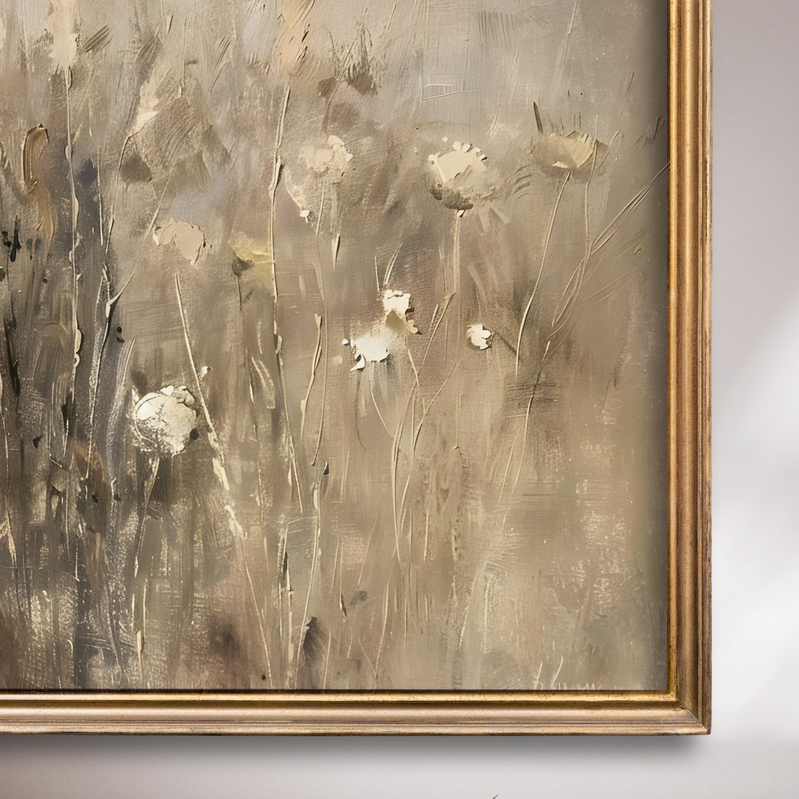 Neutral Beige Wildflower Meadow Soft Impressionist Floral Poster - Image 7