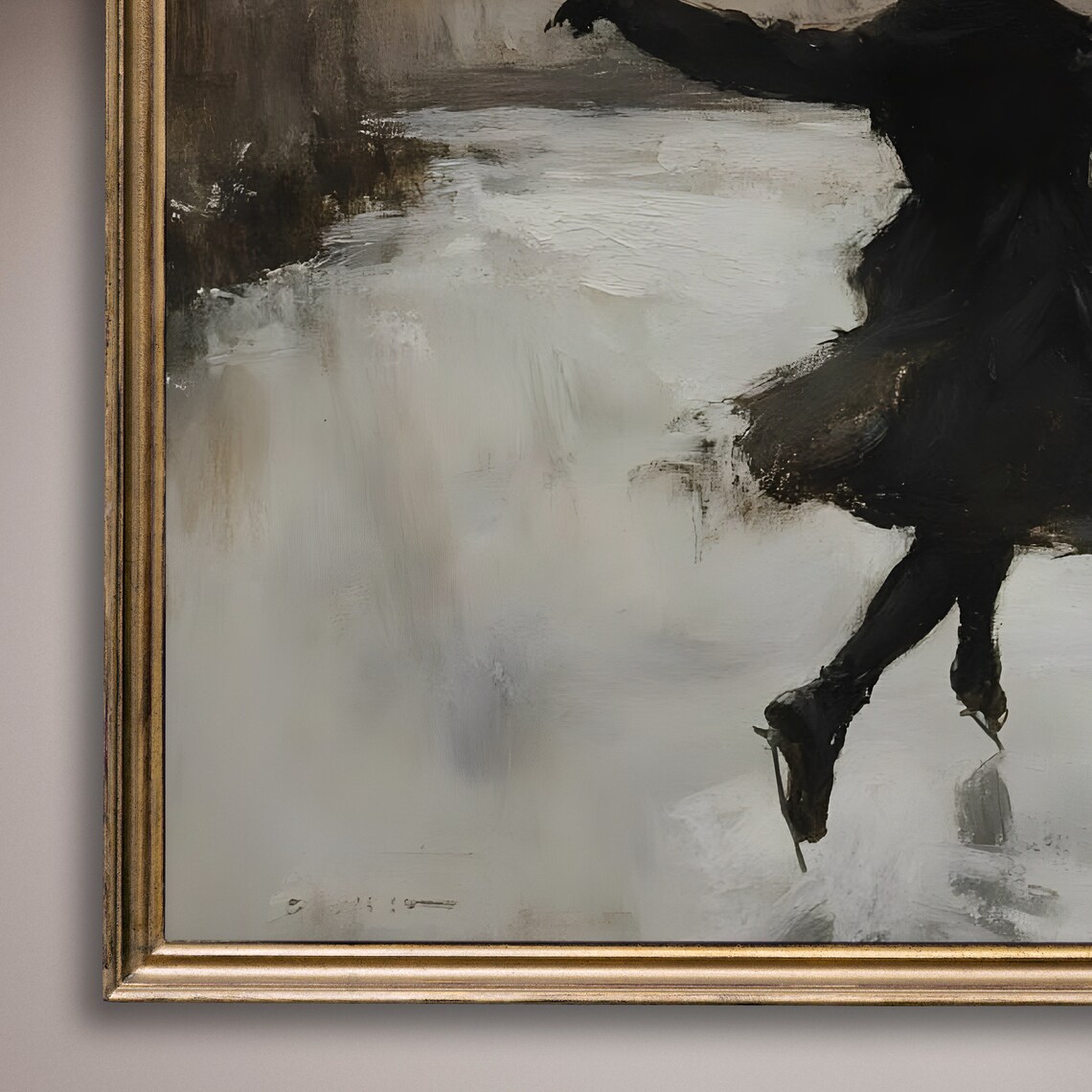 Woman Ice Skating On Frozen River Vintage Winter Scene Poster - Image 8