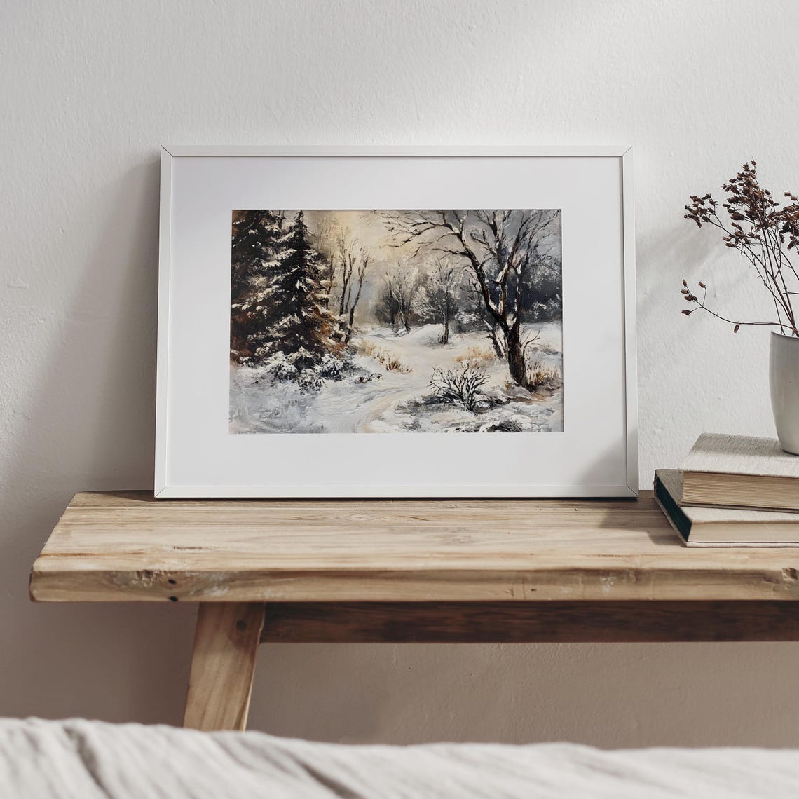 Snowy Winter Forest Path Snow Covered Trees Landscape Poster - Image 2