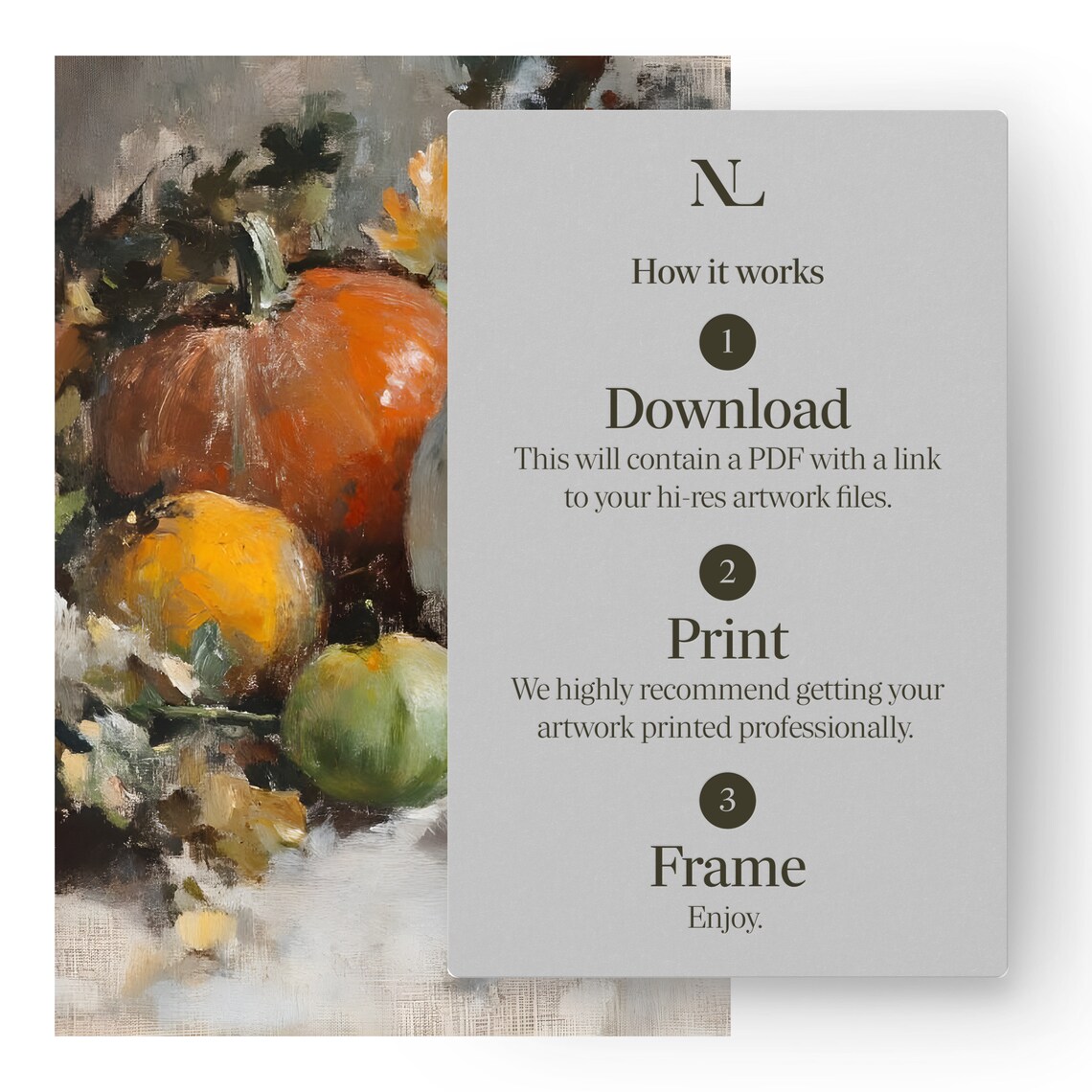 White Pumpkin With Orange Pumpkins And Autumn Leaves Still Life Poster - Image 4