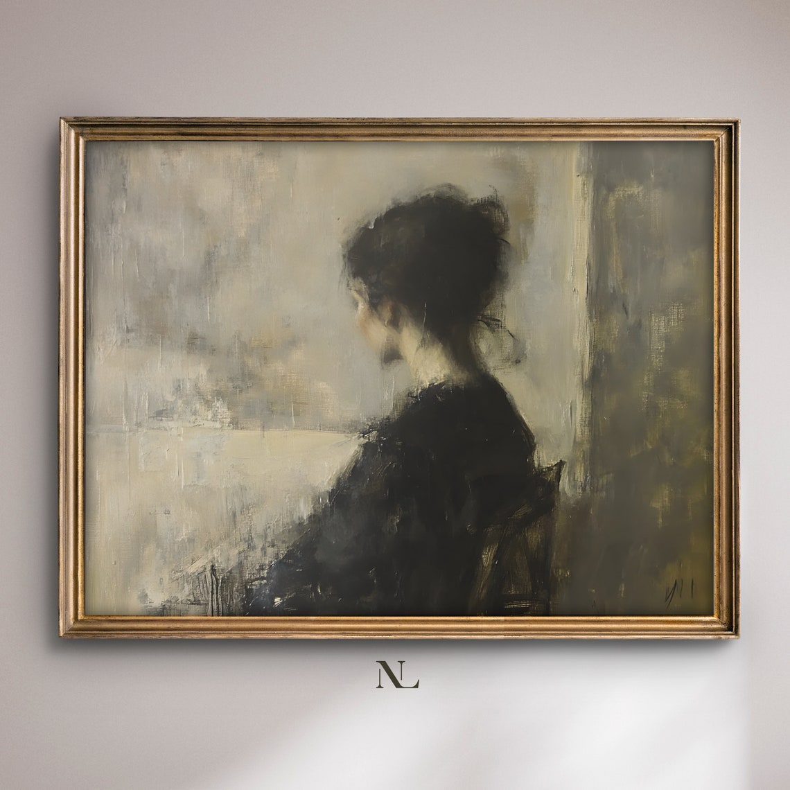 Abstract Woman Silhouette Dark Moody Impressionist Figure Poster