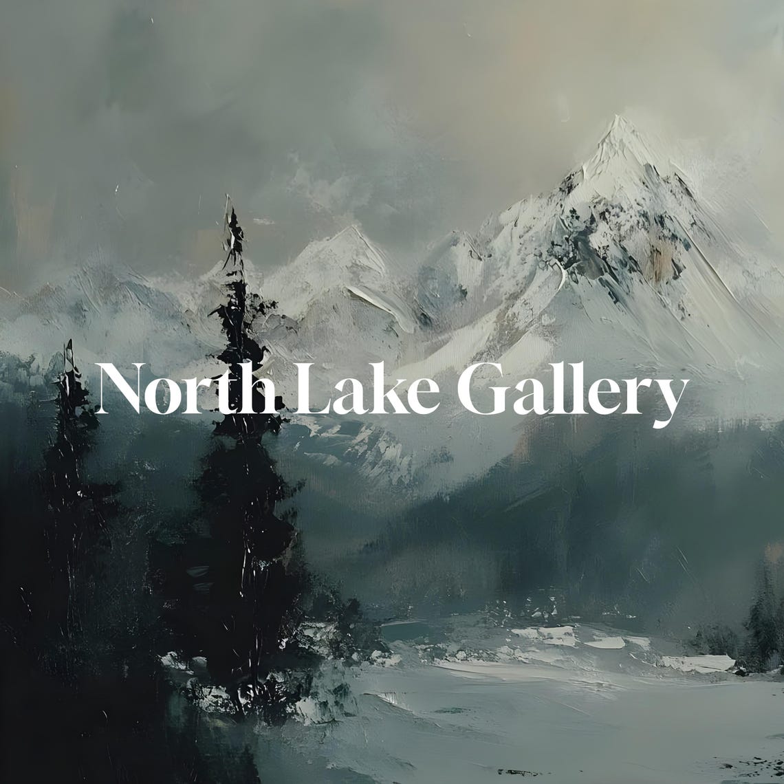 Snow Capped Mountain Peak With Dark Pine Trees Misty Winter Poster - Image 2