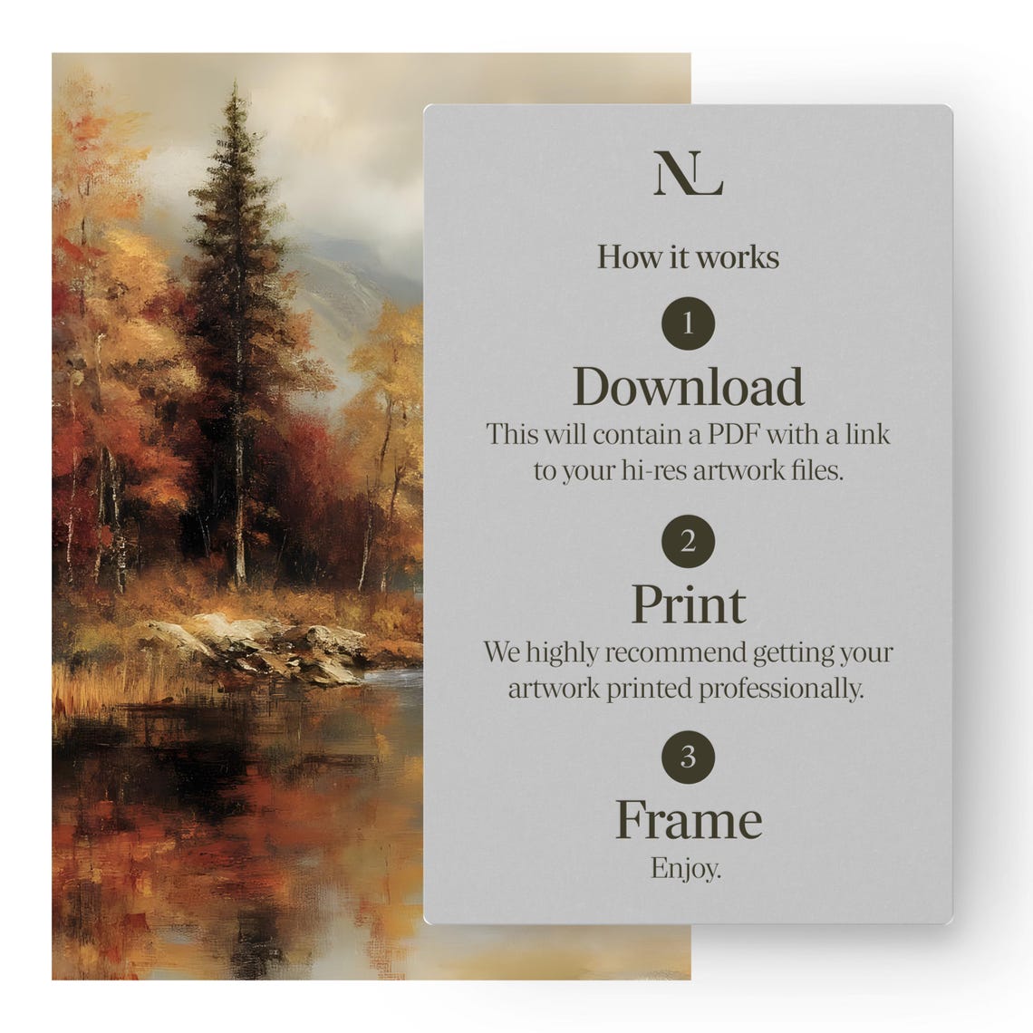 Autumn Mountain Lake With Misty Reflection Fall Colors Poster - Image 6