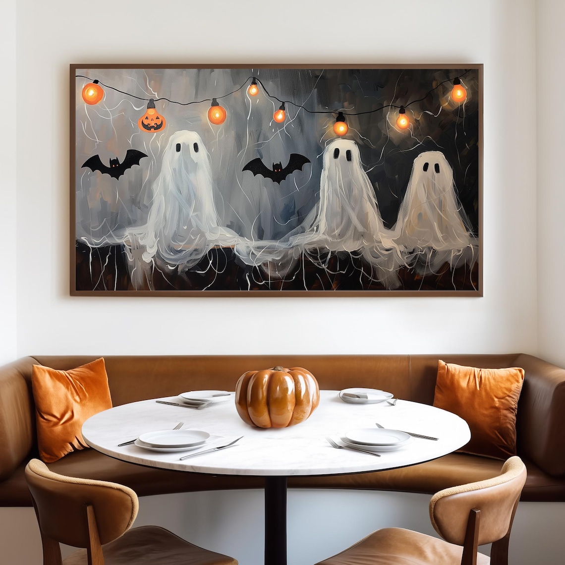 Halloween Bat and Ghost String Lights, Spooky Poster - Image 4