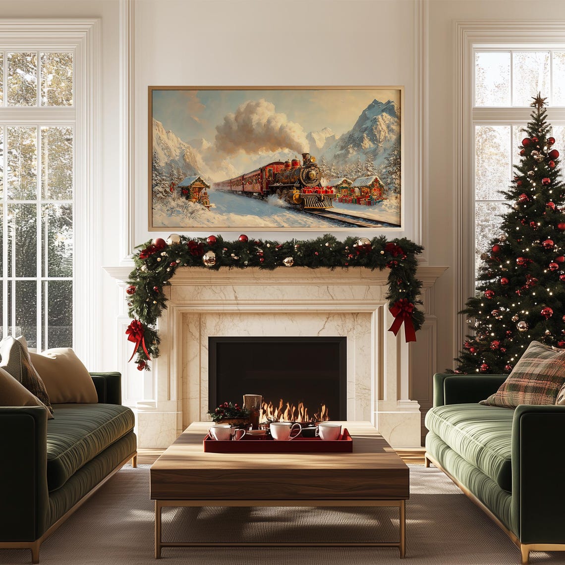 Christmas Express Steam Train Snowy Mountain Valley Holiday Poster - Image 5