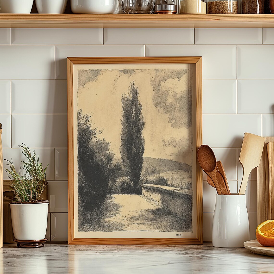 Vintage French Countryside Sketch, Paris Wall Art Print - Image 4