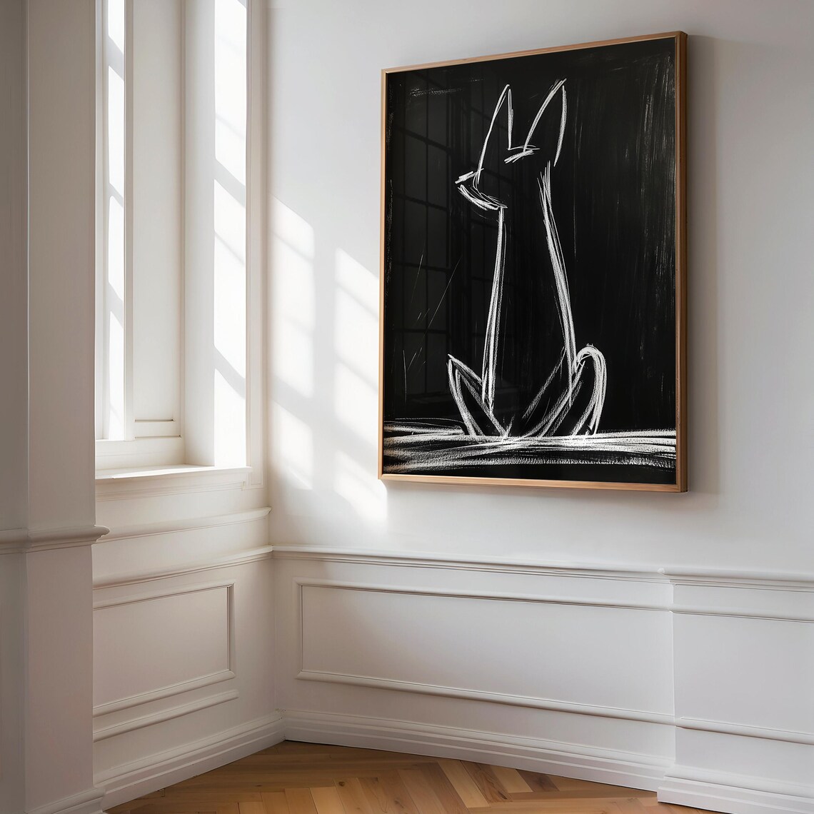 Vintage Abstract Dog Charcoal Sketch Art Print - Image 4