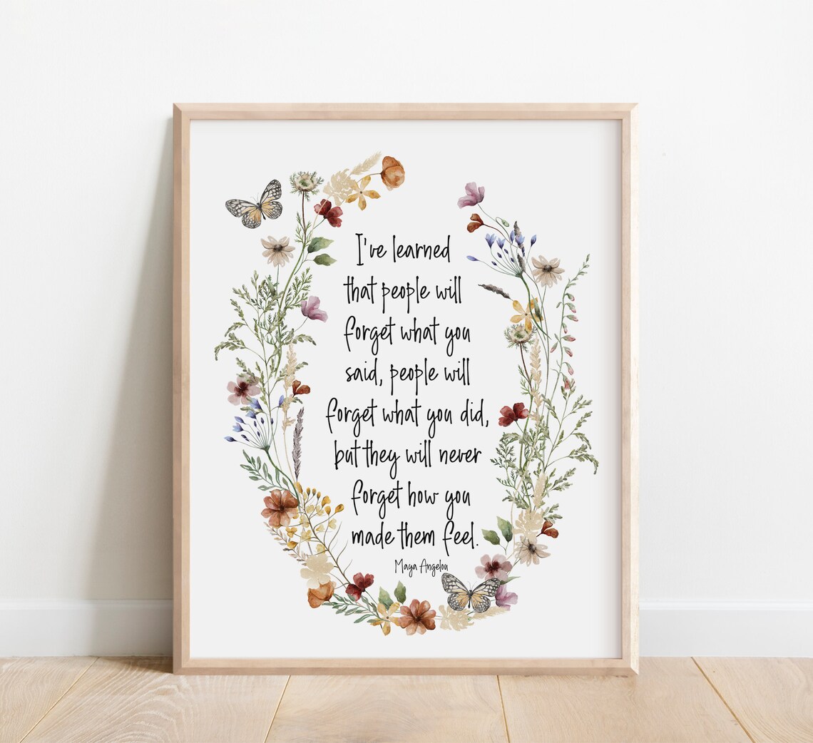 Maya Angelou Inspirational Quote Wildflower Watercolor Encouragement Poster
