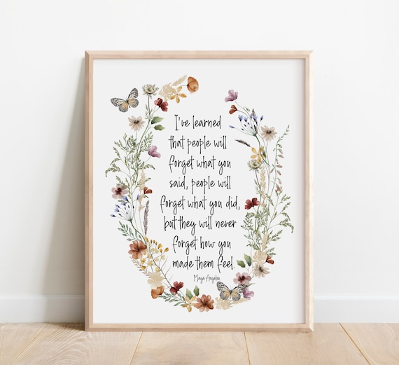 Maya Angelou Inspirational Quote Wildflower Watercolor Encouragement Poster