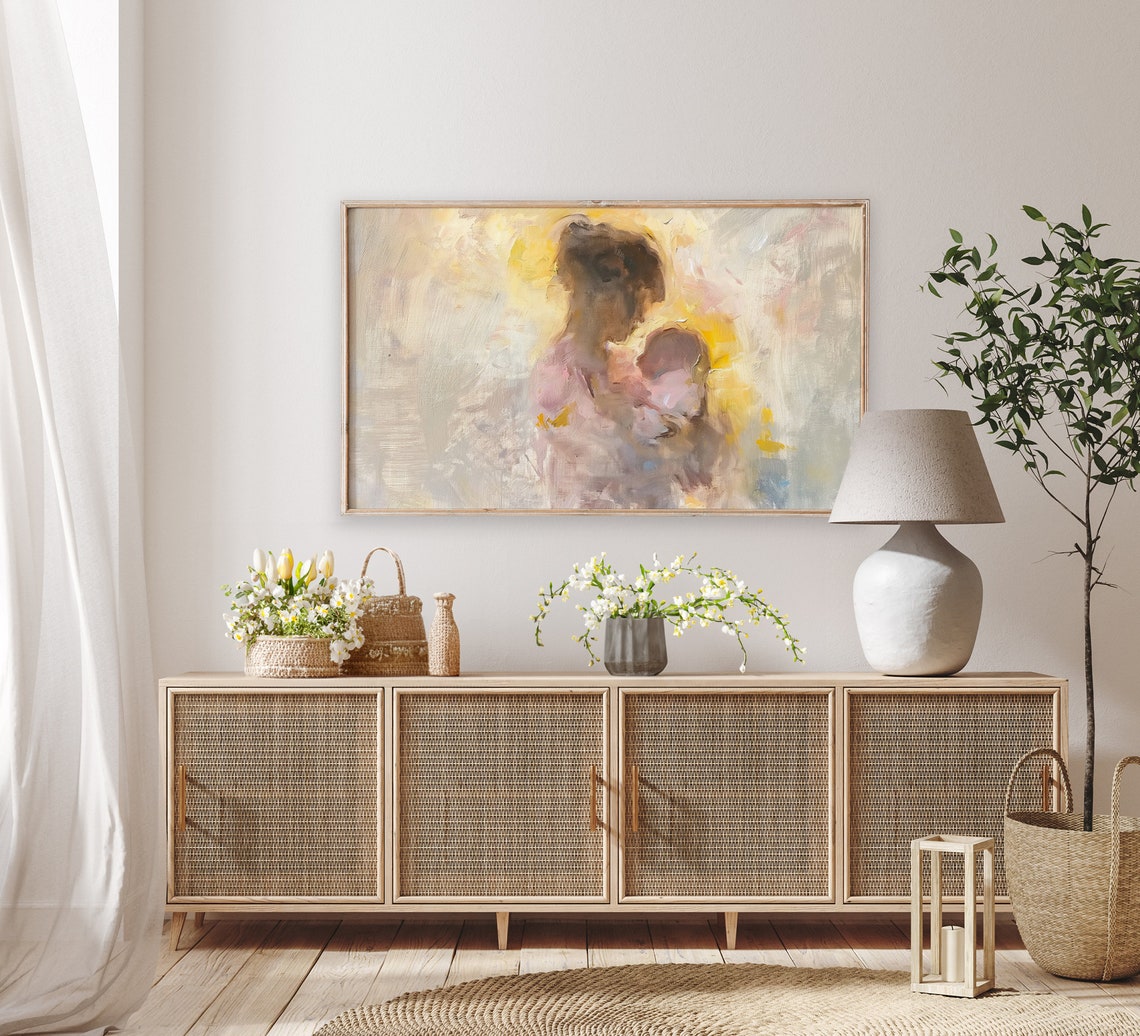 Vintage Mothers Day Frame Tv Art Mother And A Baby Abstract Oil Painting Happy Mothers Day Tv Screensaver - Image 3