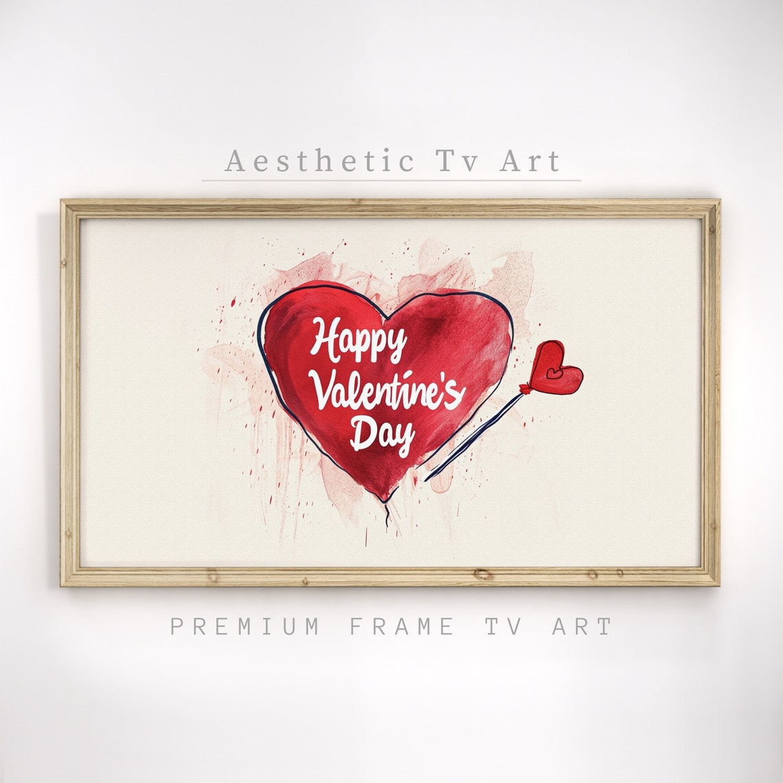 Happy Valentines Day Watercolor Heart Arrow Romantic Wall Art - Image 3
