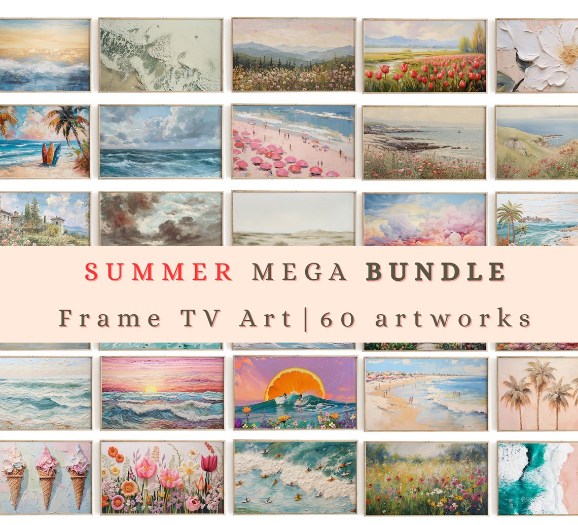 Summer Mega Bundle 60 Beach Floral Sunset Frame Tv Art Collection