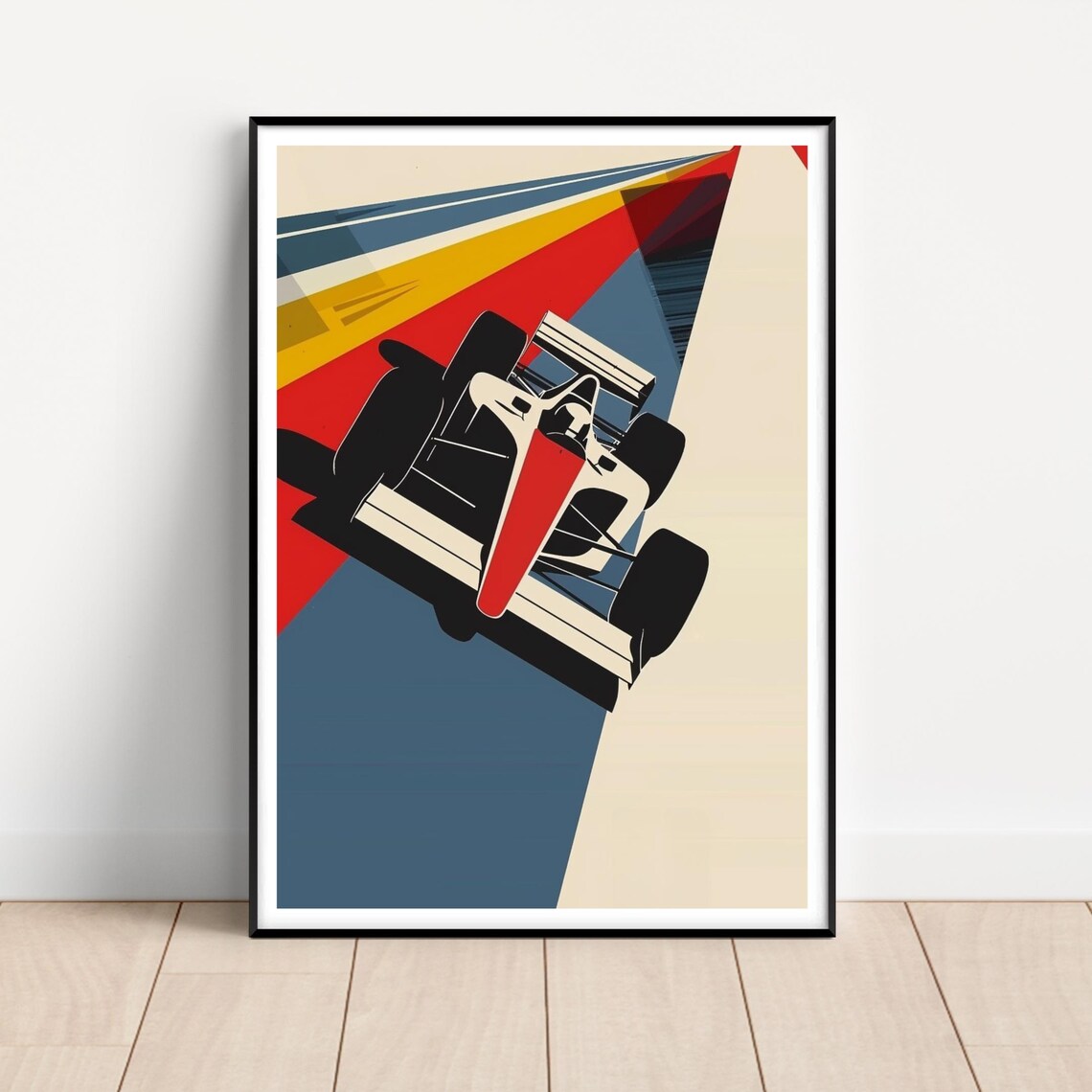 Vintage Retro Formula 1 Race Car Speed Racing Stripes Art Poster