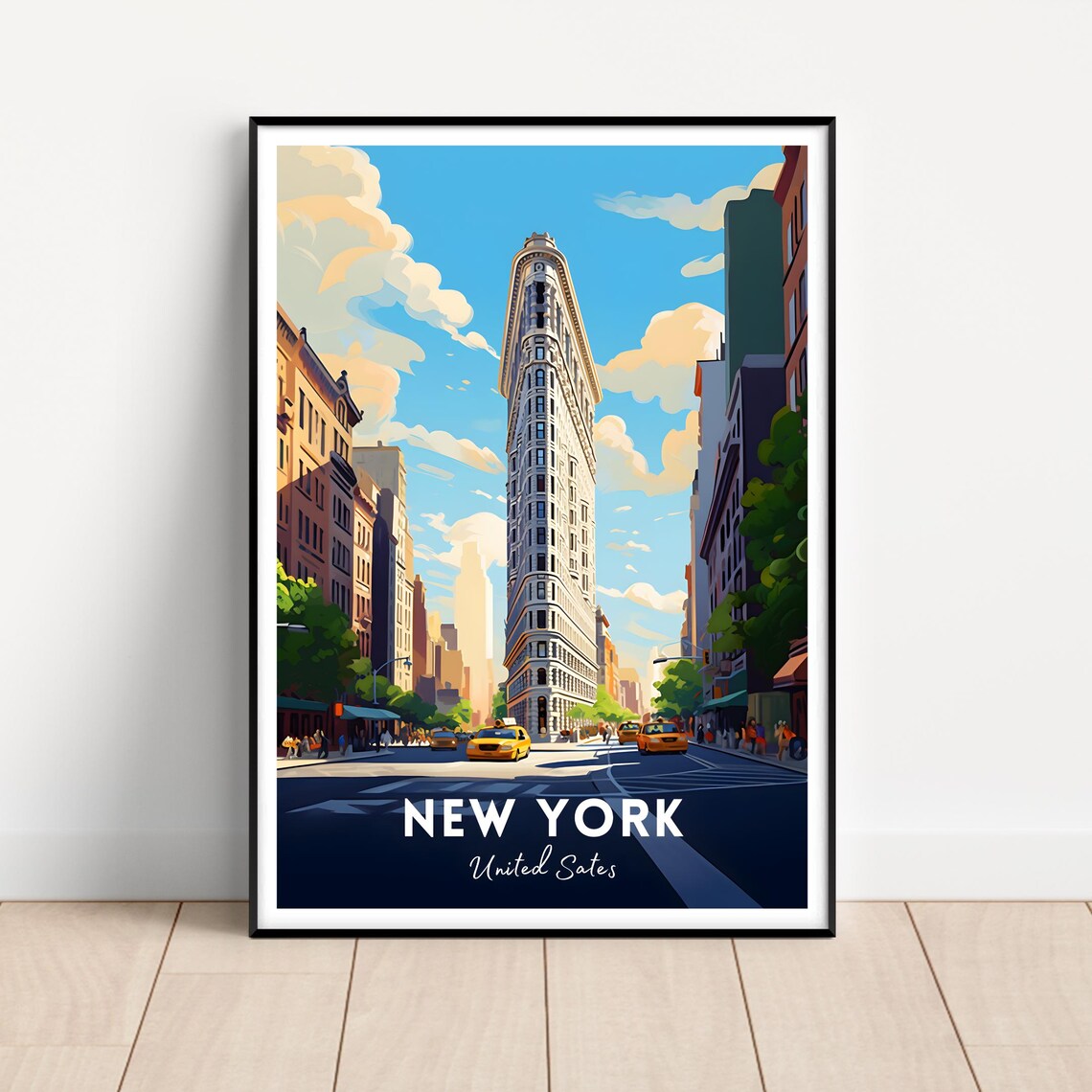 Flatiron Building New York City Street Vintage Travel Poster