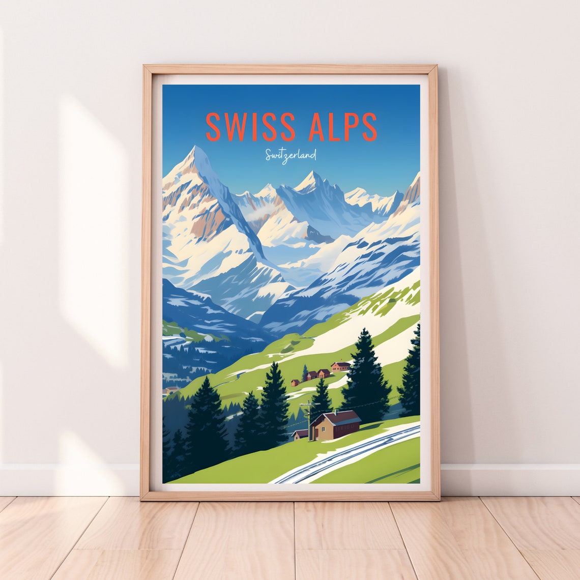 Swiss Alps Travel Poster Swiss Alps Wall Art Swiss Alps Print Switzerland Print Switzerland Poster Swiss Alps Gift - Image 2
